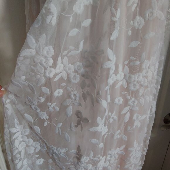 Baltic Born Boho Lace Dress Nude Mesh Floral Embroidered Romantic Bridal Beach L - Picture 7 of 16